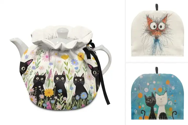 Detailed view of Best Handmade Teapot Cozy With Cat Pattern