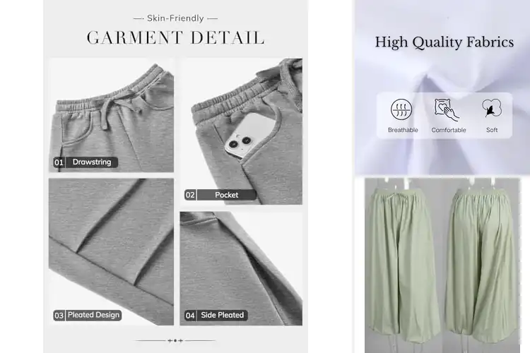 Detailed view of Best Pleated Cargo Pockets Pants