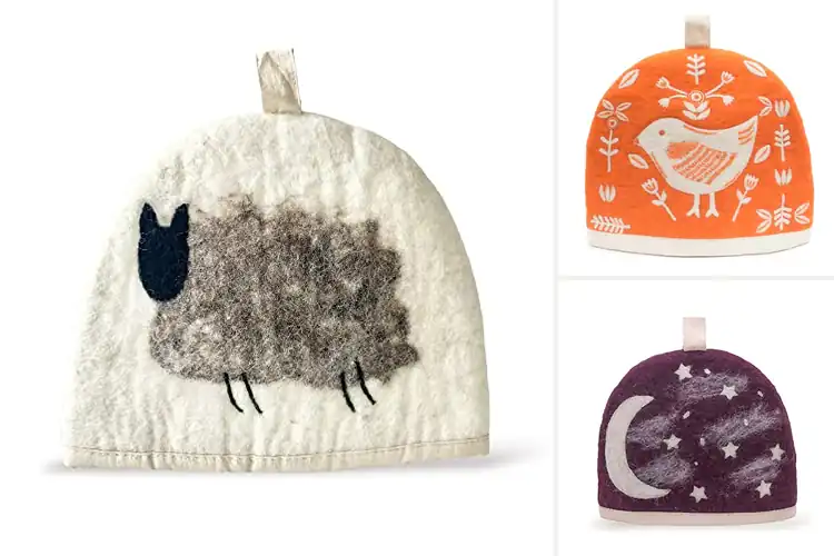 Detailed view of Best Wool Teapot Cozy With Needle Felted